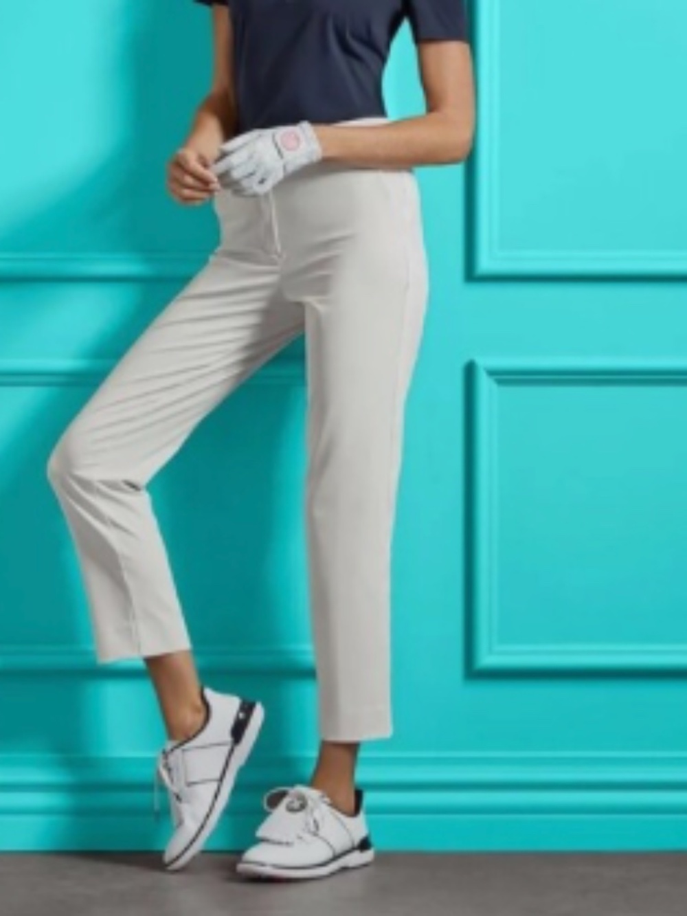 G/Fore Stretch Performance Twill Mid Rise Womens Straight Trouser Chalk White
